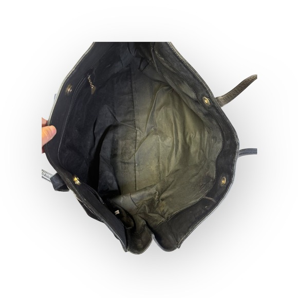 Vtg 80s Brio! Black Leather Embossed Crocodile‎ Shoulder Bag Every Day Purse - Picture 7 of 12